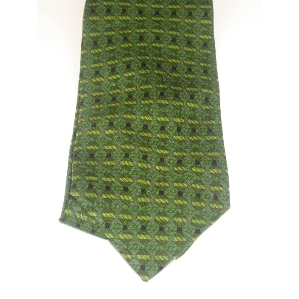 Charleston Geometric Design Green 100% Silk Necktie